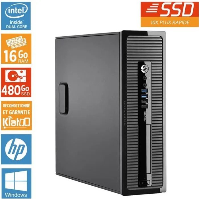 HP - ProDesk 400 G1 - PC de bureau - Processeur Pentium Dual Core - RAM 16 Go - Stockage SSD 480 Go - Reconditionné Reconditionné - 409,00 € HP - ProDesk 400 G1 - PC de bureau - Processeur Pentium Dual Core - RAM 16 Go - Stockage SSD 480 Go - Reconditionné Reconditionné Hewlett-Packard reconditionné disponible sur Cdiscount Seconde Vie | Dero