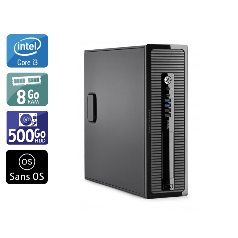 HP ProDesk 400 G2 SFF i3 - 8Go RAM 500Go HDD Sans OS État correctOccasion certifiée reconditionnée Bon état reconditionné disponible sur Kiatoo