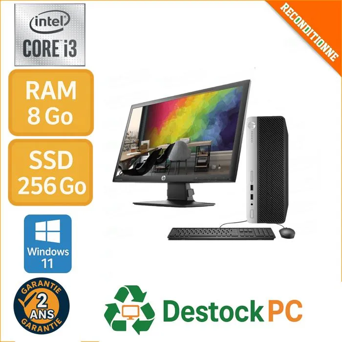 HP ProDesk 400 G4 SFF + Écran 22 pouces i3-7100 8Go DDR4 256Go SSD Win 11 Reconditionné Hewlett-Packard reconditionné disponible sur Cdiscount Seconde Vie