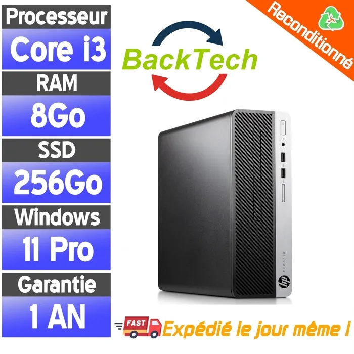 HP ProDesk 400 G4 – Unité centrale compacte – i3 6ème génération – 8Go RAM – 256Go SSD – Pas cher refurbished reconditionné disponible sur Cdiscount Seconde Vie