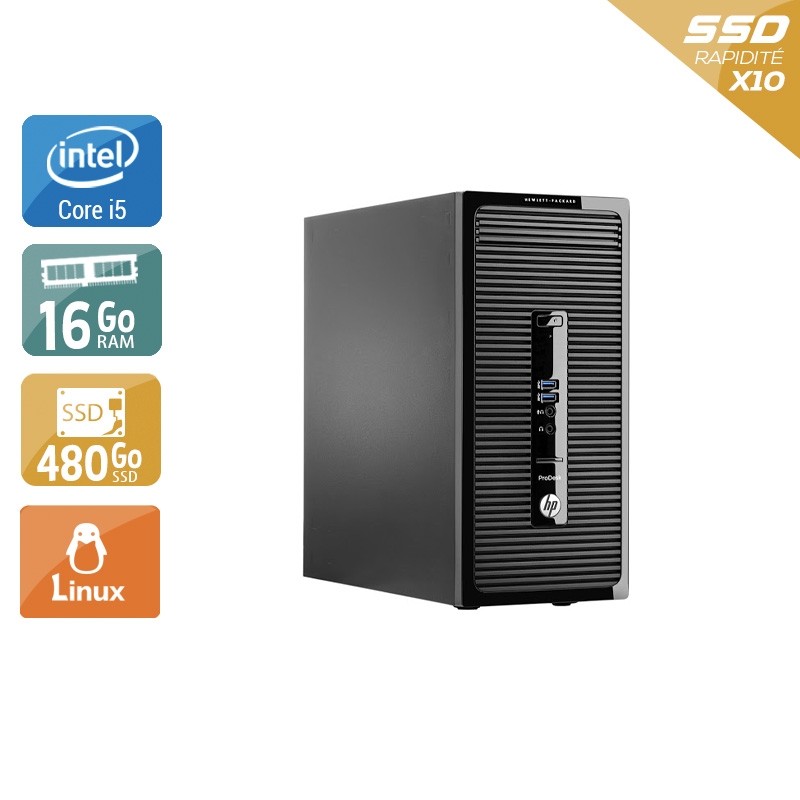 HP ProDesk 490 G2 Tower i5 - 16Go RAM 480Go SSD Linux État correctOccasion certifiée reconditionnée État correct reconditionné disponible sur Kiatoo | Dero