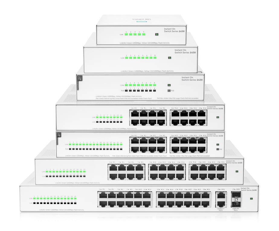 HPE Aruba Networking Networking Instant On Switch 8p Gigabit CL4 PoE 64W 1430 - Très bon état Très bon état Hewlett Packard Enterprise reconditionné photo 3 | Dero