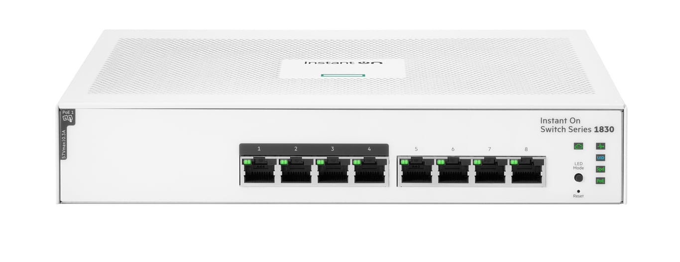 HPE Aruba Networking Networking Instant On Switch 8p Gigabit CL4 PoE 65W 1830 - Excellent état Parfait état Hewlett Packard Enterprise reconditionné photo 2 | Dero