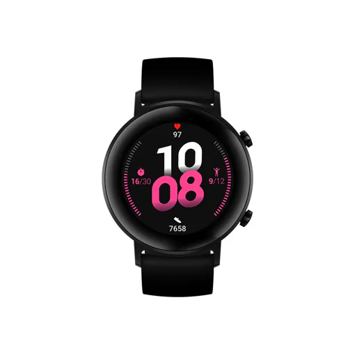 Huawei Watch GT 2 - Sport - 42 mm - acier inoxydable noir - montre intelligente avec bracelet - fluoroélastomère - noir - taille du poignet : 130-200 mm - affichage 1.2" - Bluetooth - 29 g occasion reconditionné disponible sur Rakuten