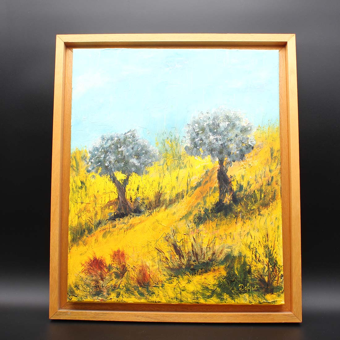 Voir photo 2 de Huile sur toile "les sentinelles de la garrigue" Huile sur toile "les sentinelles de la garrigue" Bon état reconditionné photo 2