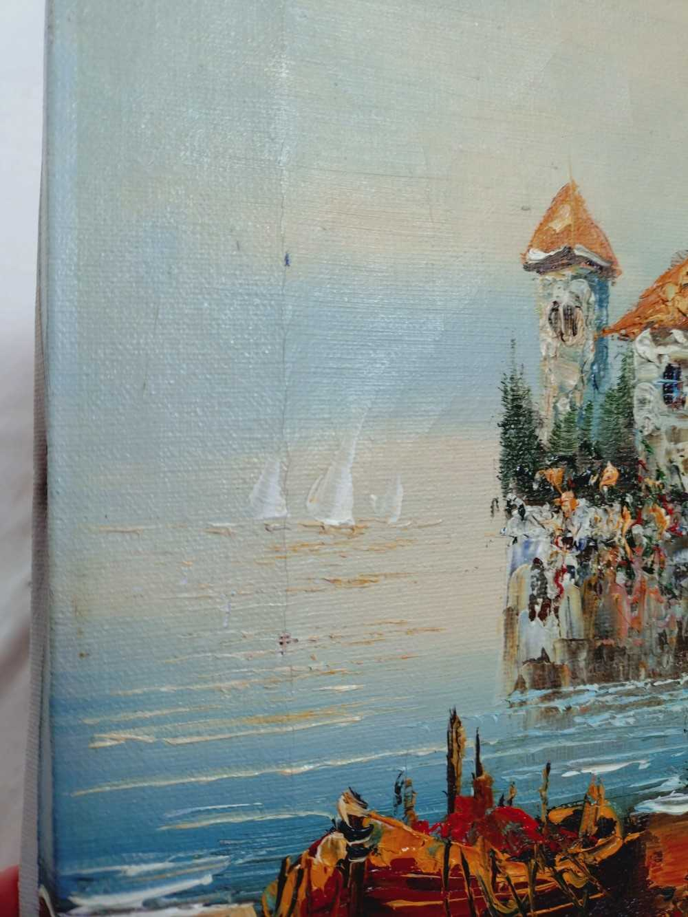 Voir photo 11 de Huile sur toile originale, paysage marin signé. Huile sur toile originale, paysage marin signé. État correct reconditionné photo 11