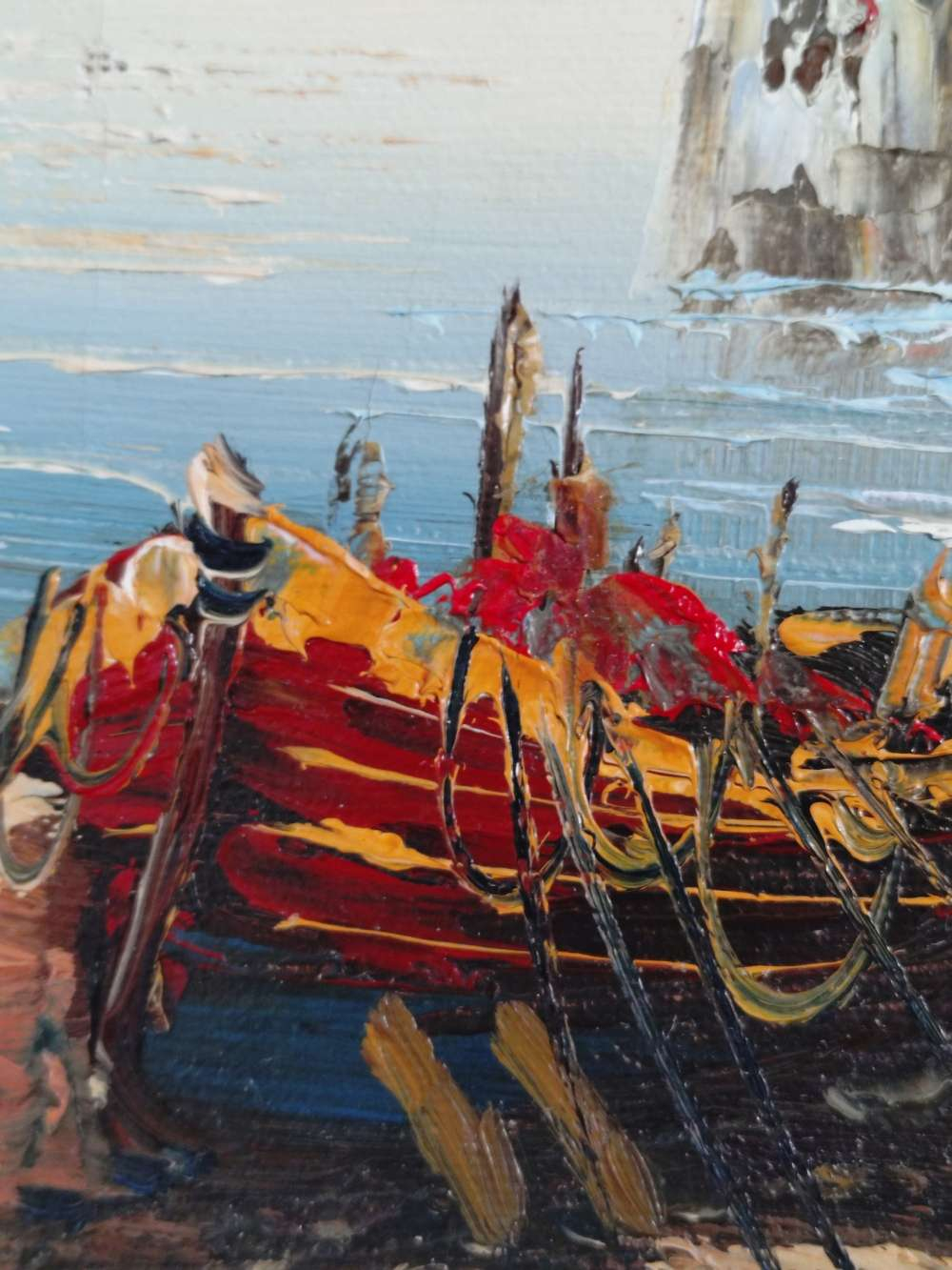 Voir photo 4 de Huile sur toile originale, paysage marin signé. Huile sur toile originale, paysage marin signé. État correct reconditionné photo 4