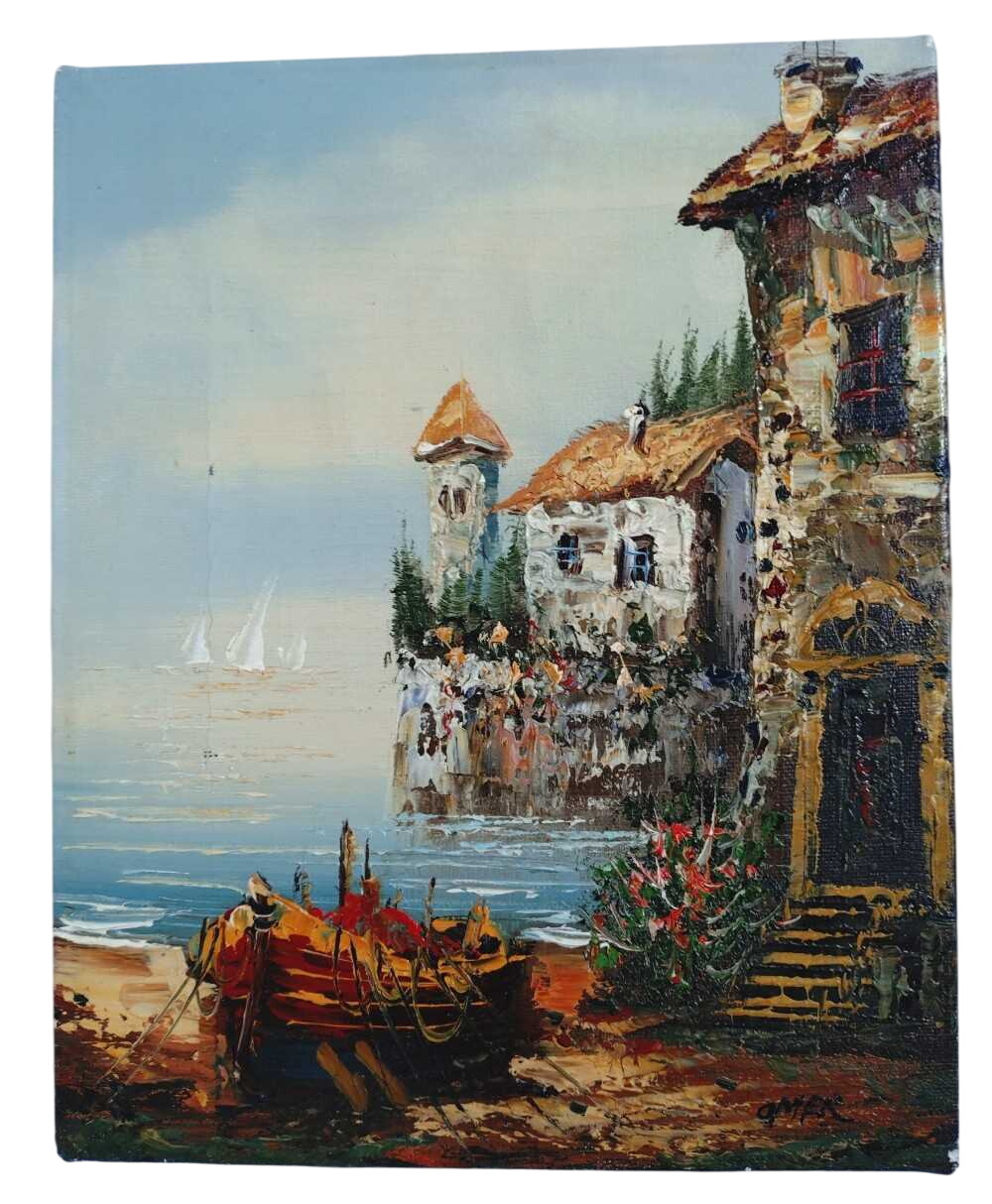Huile sur toile originale, paysage marin signé. État correct - 30,00 € Huile sur toile originale, paysage marin signé. État correct reconditionné disponible sur Label Emmaüs