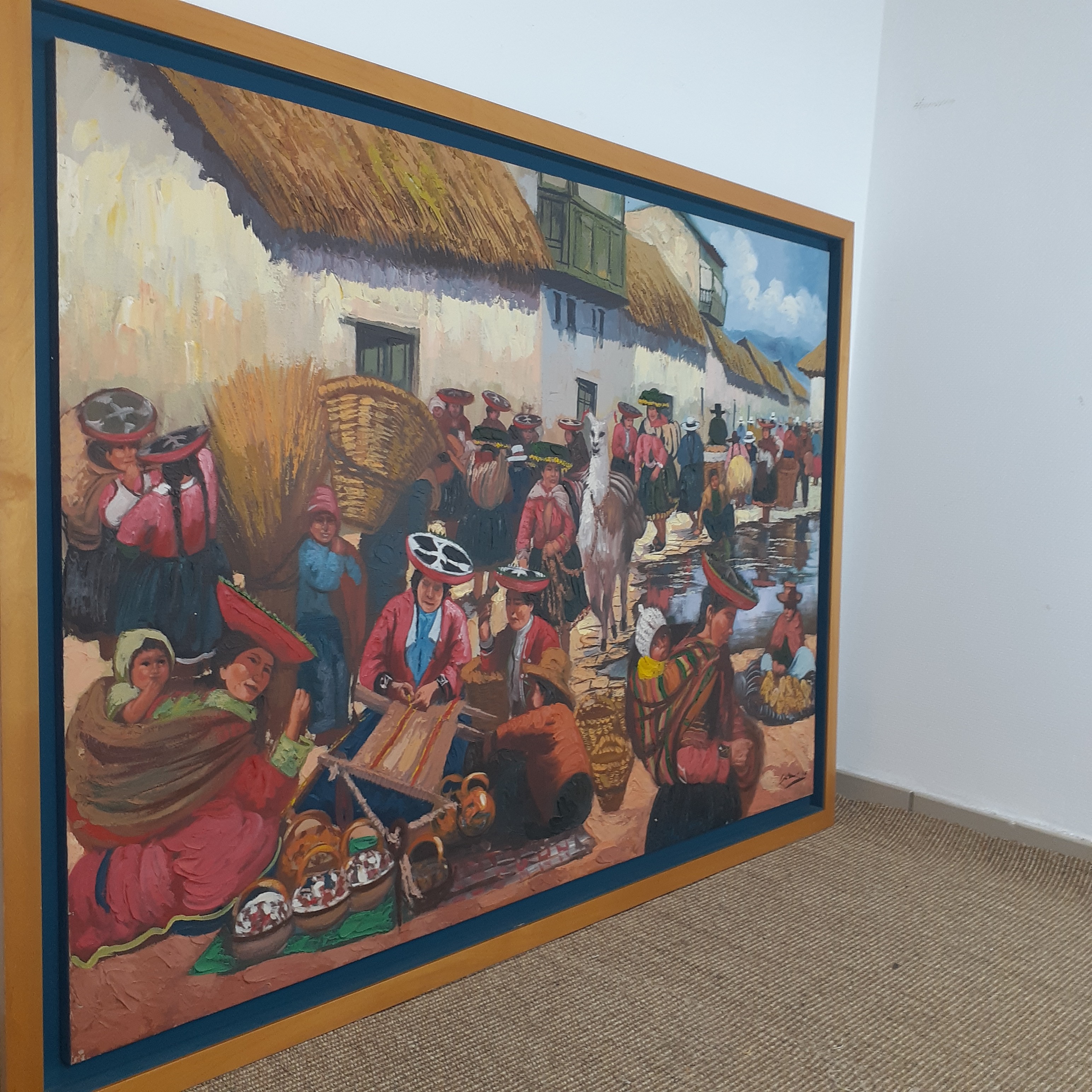 Voir photo 2 de Huile sur toile scène de vie au Mexique Huile sur toile scène de vie au Mexique Très bon état reconditionné photo 2