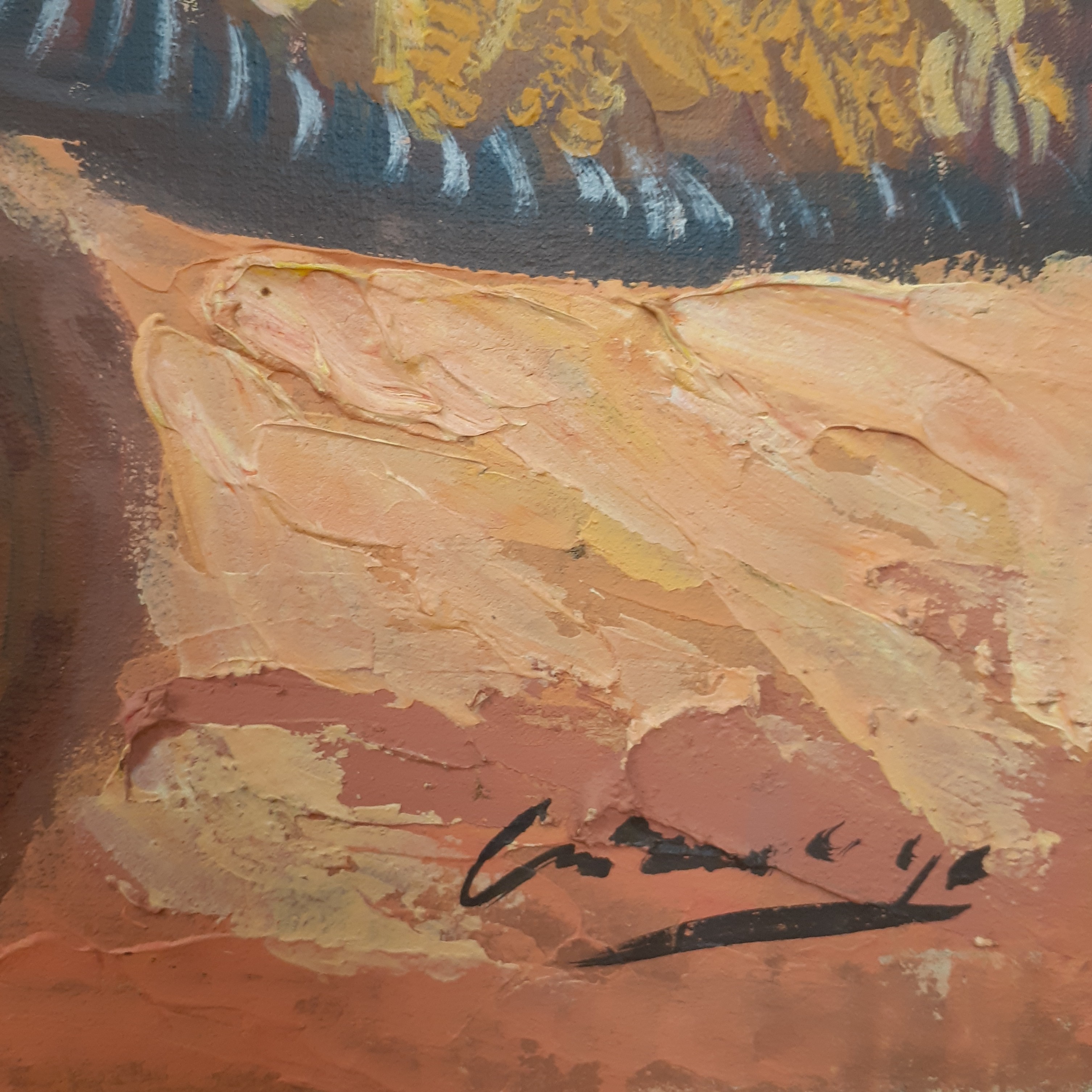 Voir photo 6 de Huile sur toile scène de vie au Mexique Huile sur toile scène de vie au Mexique Très bon état reconditionné photo 6