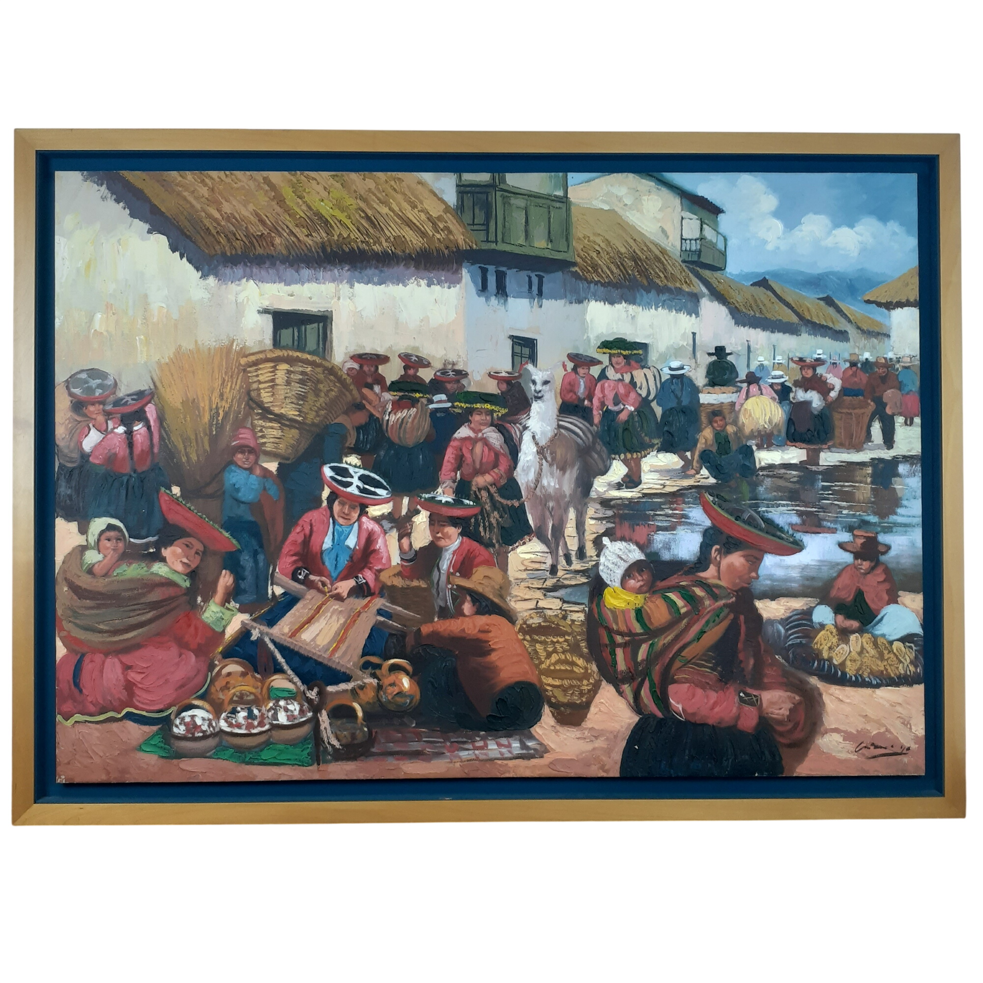 Huile sur toile scène de vie au Mexique Très bon état - 160,00 € Huile sur toile scène de vie au Mexique Très bon état reconditionné disponible sur Label Emmaüs
