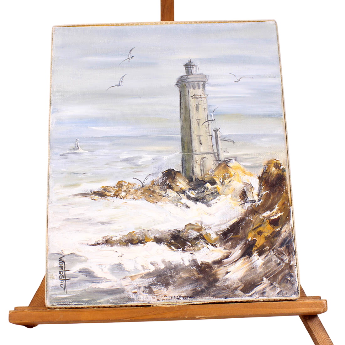 Huile sur toile signée Wambst - 55,00 € Huile sur toile signée Wambst reconditionné disponible sur Label Emmaüs