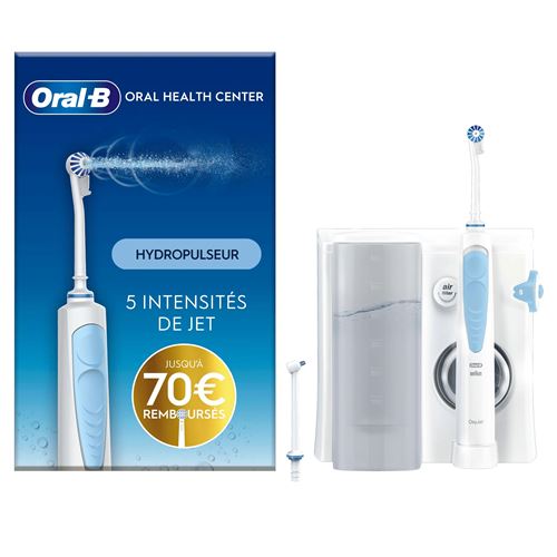 Hydropulseur avec 2 refills Oral B Oxyjet Blanc et Bleu État correct Oral-B reconditionné disponible sur Fnac
