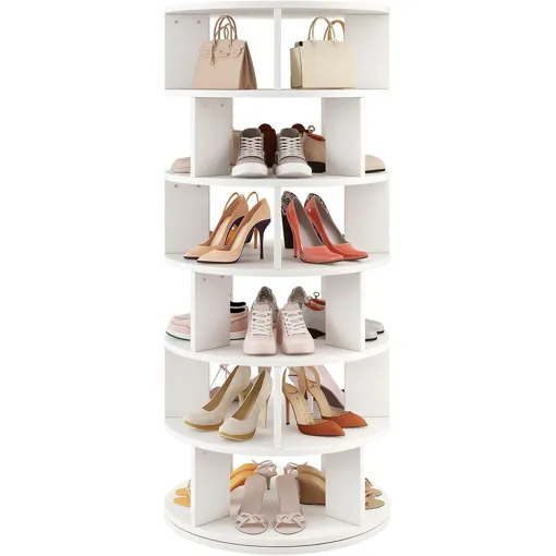 IBUYKE Étagère à Chaussures Rotative à 6 Niveaux, Armoire à Chaussures Rotative à 360° pour 24 Paires, Organisateur Rond pour Chaussures et Sacs à Main pour Armoire, Couloir, Salon, Blanc WSR006W Bon état reconditionné disponible sur Rakuten