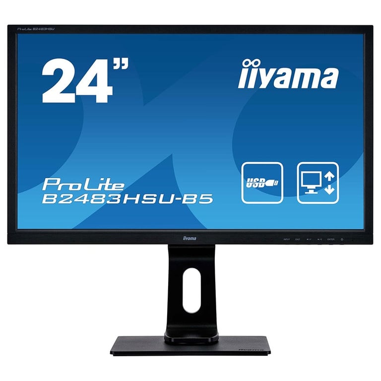 IIYAMA - ecran led 24  1920 x 1080 temps de reponse 1ms, luminosite 250cd/m2, 80000000 /1, inclinable, rotatif, pivotant Noir - Très bon état Très bon état Iiyama reconditionné disponible sur Pixmania
