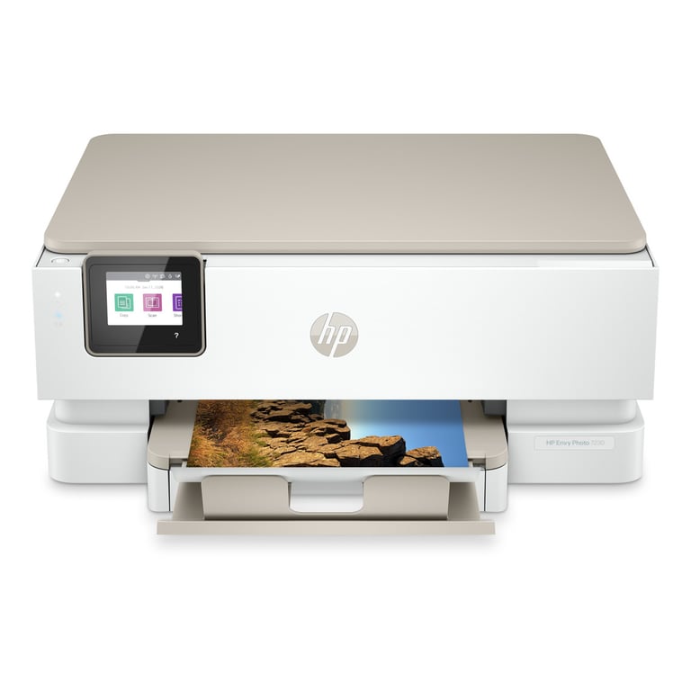 Imprimante multifonction HP ENVY Photo 7230 couleur sans fil jet d'encre thermique ADF 35 pages impression recto verso sans marge écran tactile 2,7 beige/Portobello - Excellent état Parfait état Hewlett-Packard reconditionné disponible sur Pixmania