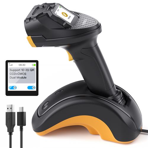 Inateck Scanner de Code-Barres Bluetooth sans Fil, 1D/2D/QR, avec Écran Tactile et Base Intelligente, Modules Doubles CMOS+CCD État correct - 59,99 € Inateck Scanner de Code-Barres Bluetooth sans Fil, 1D/2D/QR, avec Écran Tactile et Base Intelligente, Modules Doubles CMOS+CCD État correct N/A reconditionné disponible sur Fnac