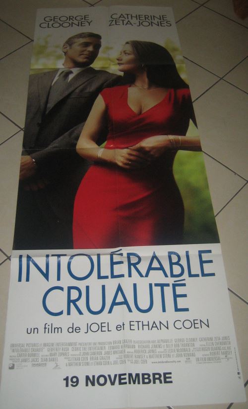 Intolerable Cruauté George Clooney / frères COEN AFFICHE CINEMA ORIGINALE État correct N/A reconditionné disponible sur Fnac
