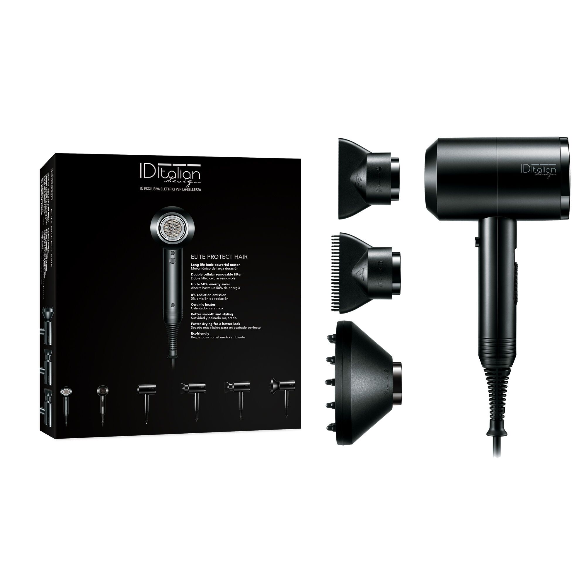 Italian Design Elite Protect Hair Sèche-cheveux noir Parfait état N/A reconditionné disponible sur Refurbed | Dero