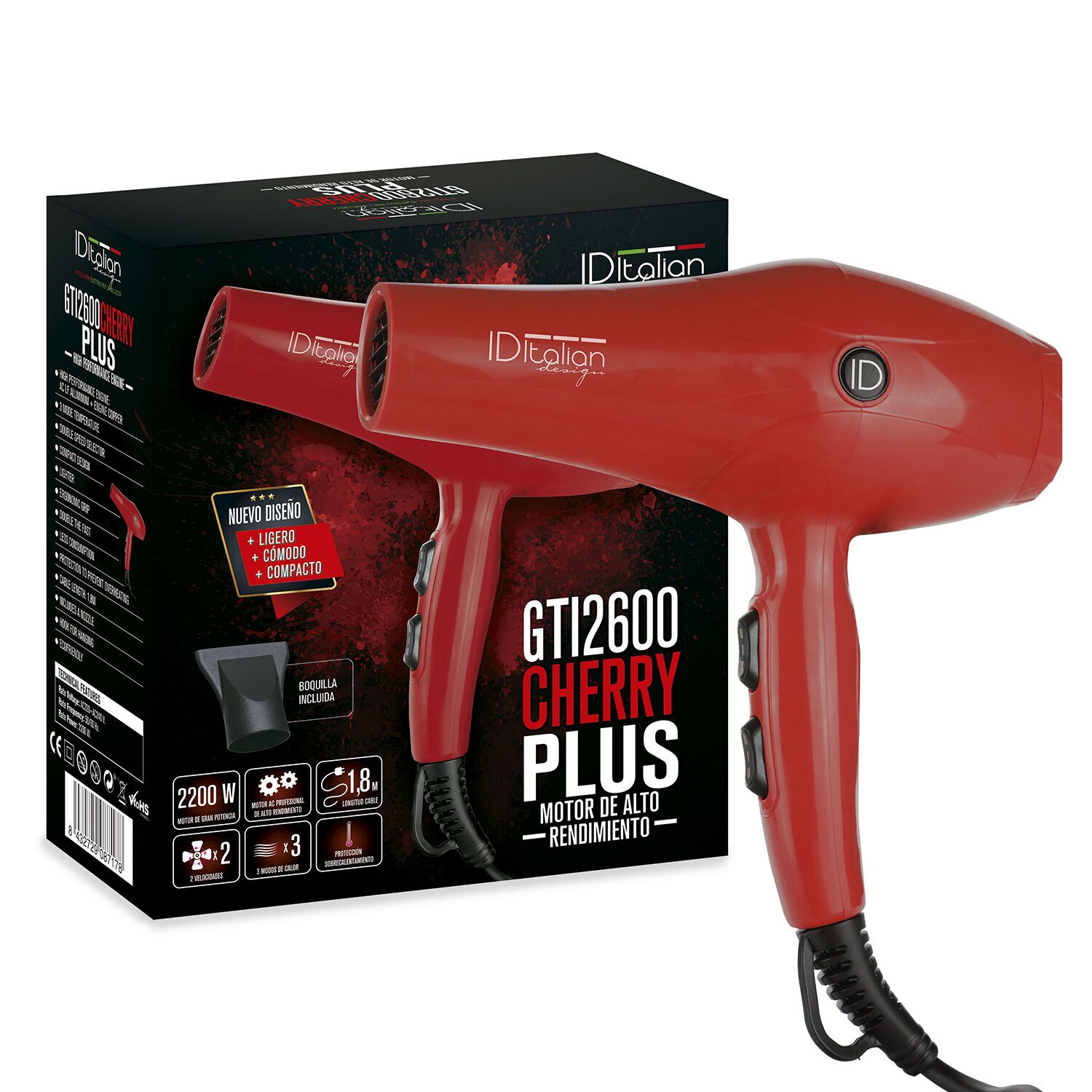 Acheter Italian Design GTI 2600 Cherry Plus Sèche-cheveux rouge/noir Parfait état - 30,99 € | Dero Italian Design GTI 2600 Cherry Plus Sèche-cheveux rouge/noir Parfait état N/A reconditionné disponible sur Refurbed | Dero