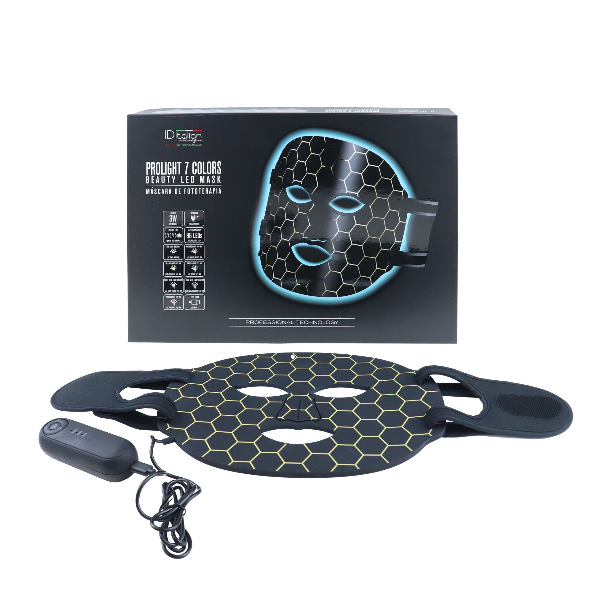 Italian Design Prolight Masque LED Beauté 7 Couleurs noir Parfait état N/A reconditionné disponible sur Refurbed | Dero