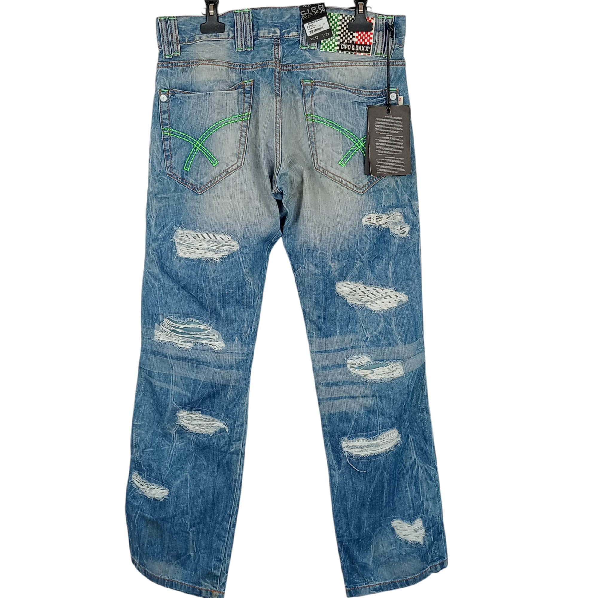 Voir photo 2 de Jean - homme - marque Cipo & Baxx - coupe longue - couleur bleu clair - taille US W33/L32 - FR 42 Jean - homme - marque Cipo & Baxx - coupe longue - couleur bleu clair - taille US W33/L32 - FR 42 Parfait état reconditionné photo 2