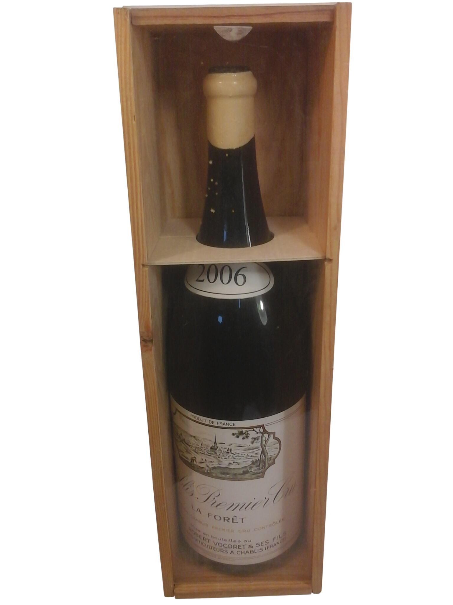 JEROBOAM 3 L CHABLIS 1ER CRU 2006 LA FORET (bouteille vide en coffret bois vitrine. Parfait état - 40,00 € JEROBOAM 3 L CHABLIS 1ER CRU 2006 LA FORET (bouteille vide en coffret bois vitrine. Parfait état reconditionné disponible sur Label Emmaüs