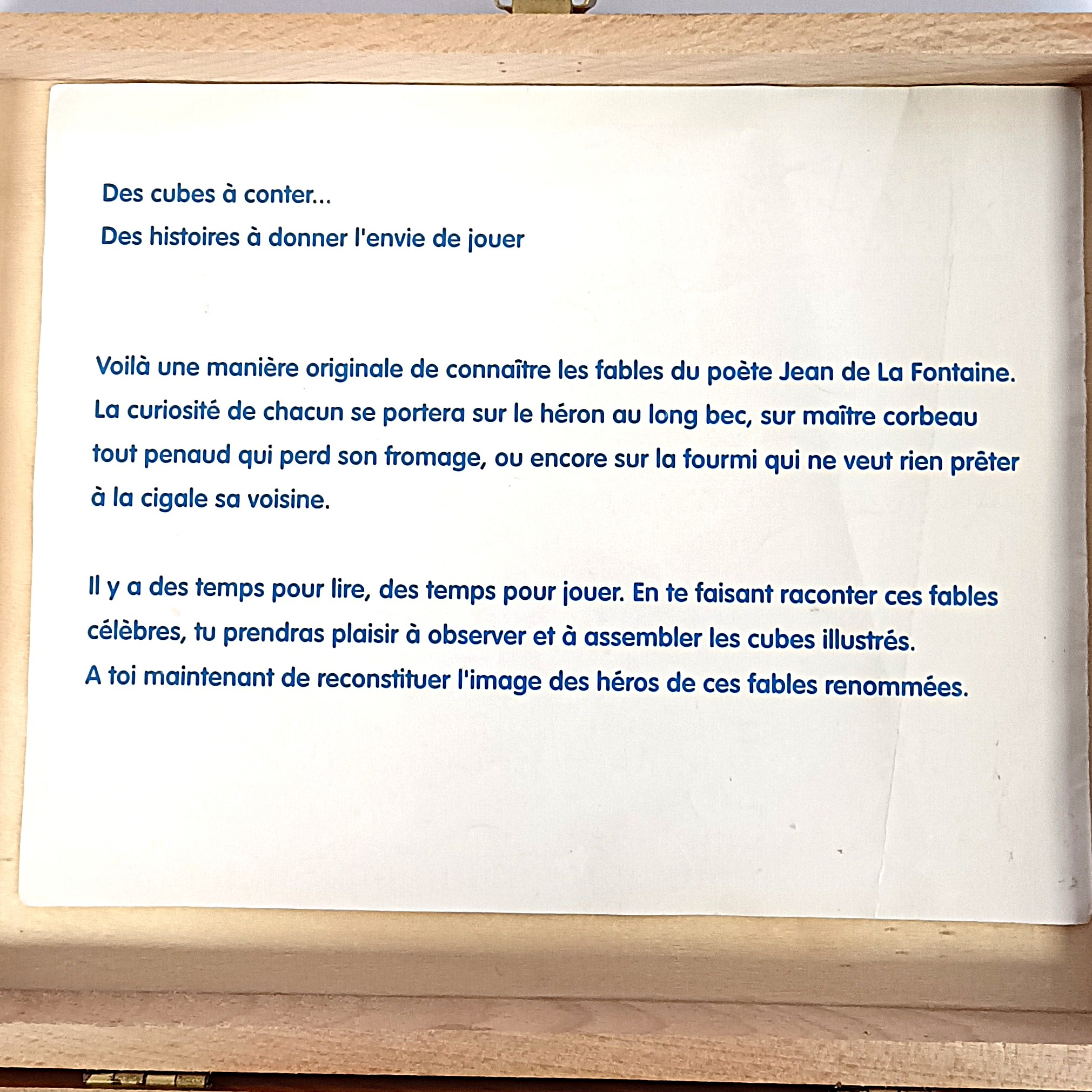 Voir photo 2 de Jeu de 20 cubes puzzle en bois Jeujura – Fables de La Fontaine Jeu de 20 cubes puzzle en bois Jeujura – Fables de La Fontaine Bon état reconditionné photo 2