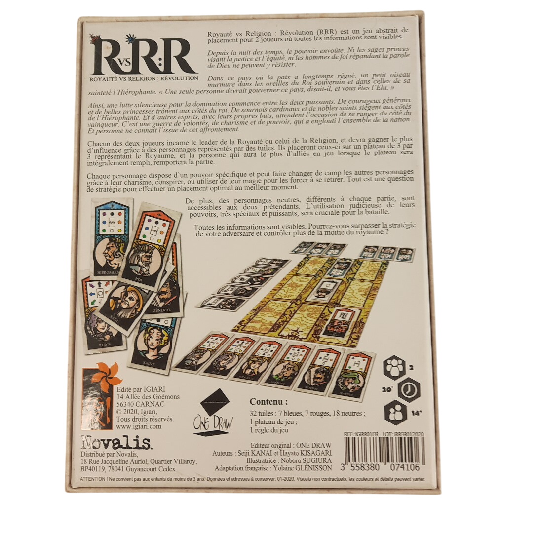Voir photo 4 de JEU de Cartes et de Réflexion "RRR" (Royauté vs Religion : Révolution) pour 2 joueurs à partir de 10 ans. JEU de Cartes et de Réflexion "RRR" (Royauté vs Religion : Révolution) pour 2 joueurs à partir de 10 ans. Très bon état reconditionné photo 4