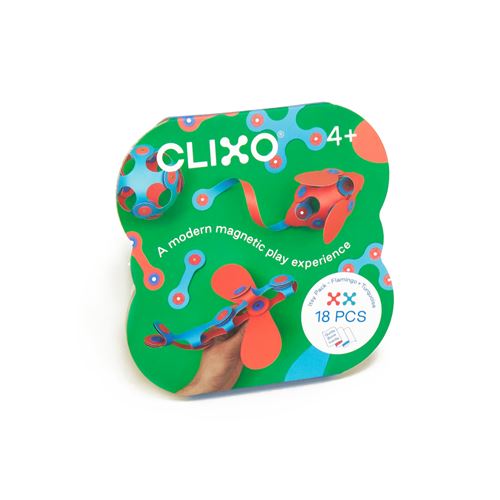 Jeu de construction magnétique Clixo Itsy Pack 18 pièces Rose et Turquoise État correct Clixo (note : Clixo est une marque de jouets reconditionné disponible sur Fnac