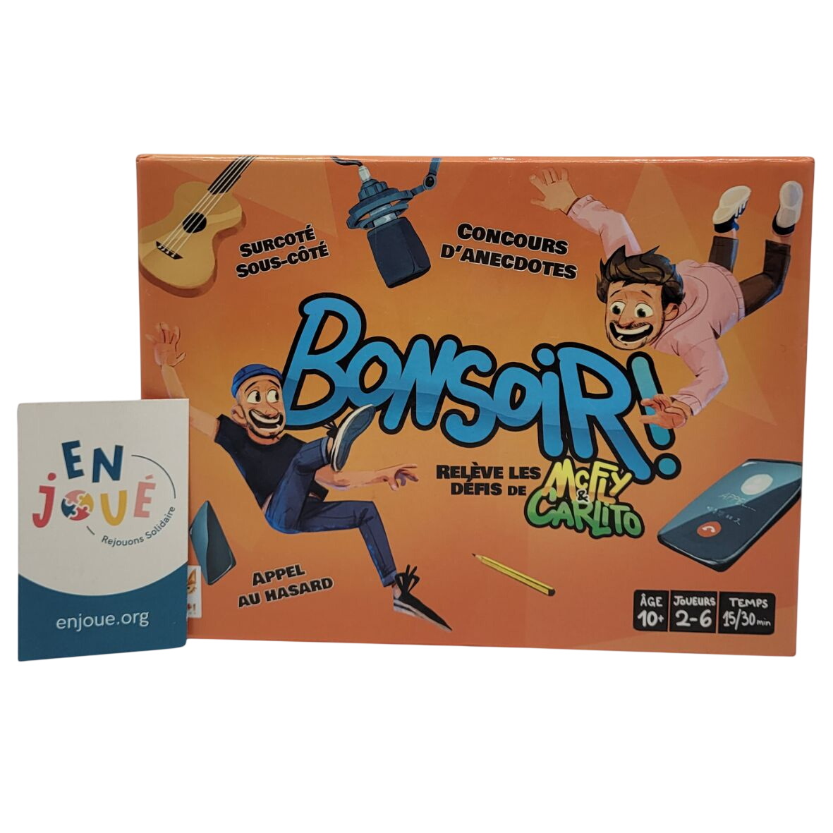 Jeu de société - Bonsoir ! de Mc Fly et Carlito - Topi Games - Dès 10 ans. Très bon état - 10,00 € Jeu de société - Bonsoir ! de Mc Fly et Carlito - Topi Games - Dès 10 ans. Très bon état reconditionné disponible sur Label Emmaüs