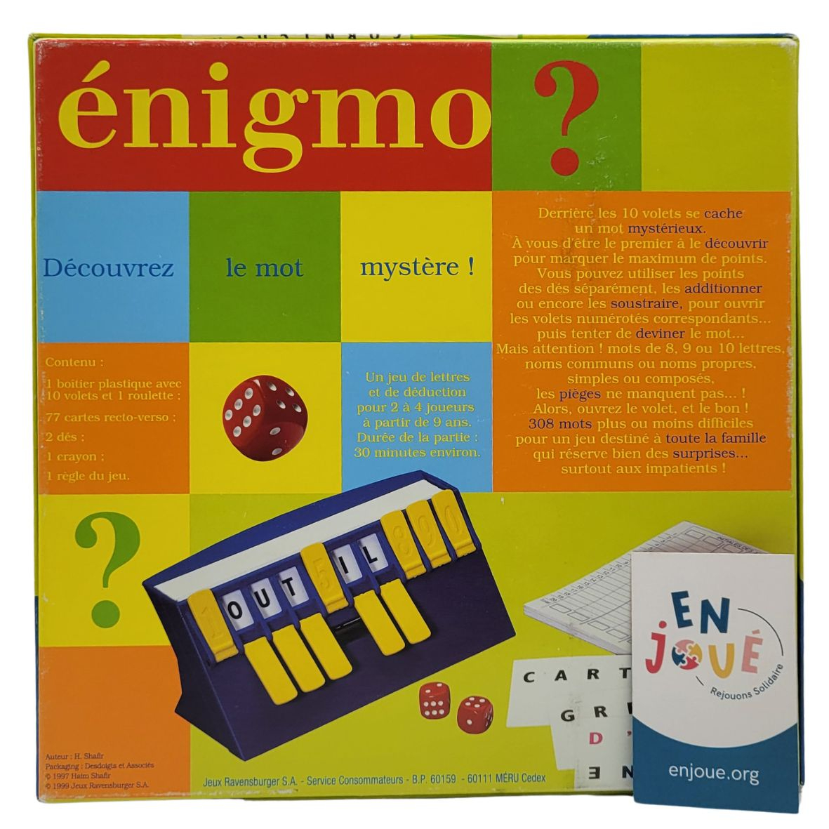 Voir photo 4 de Jeu de société - Enigmo ? Vintage - Découvrez le mot mystère ! - Ravensburger - Dès 9 ans. Jeu de société - Enigmo ? Vintage - Découvrez le mot mystère ! - Ravensburger - Dès 9 ans. Bon état reconditionné photo 4