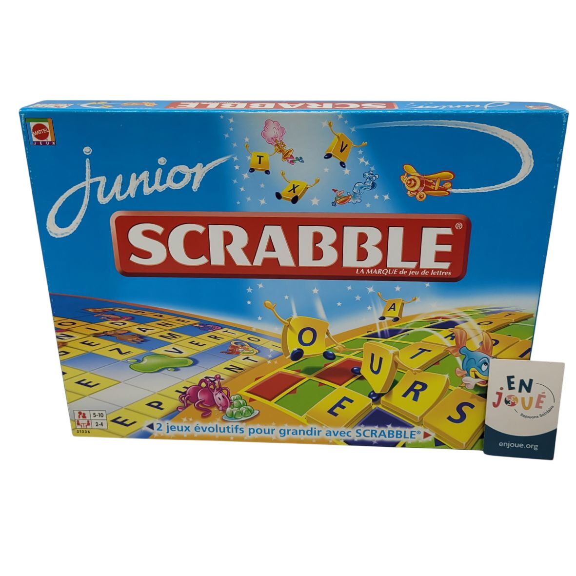 Jeu de société - Junior Scrabble - Mattel - A partir de 5 ans. Très bon état - 15,00 € Jeu de société - Junior Scrabble - Mattel - A partir de 5 ans. Très bon état reconditionné disponible sur Label Emmaüs