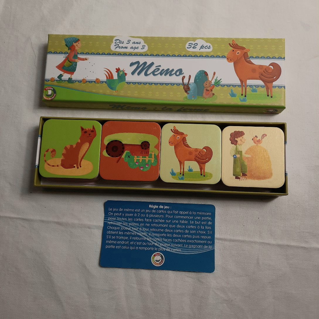 Acheter JEU éducatif de style MÉMO, ludique sur la ferme ; à partir de 3 ans. Parfait état - 10,00 € JEU éducatif de style MÉMO, ludique sur la ferme ; à partir de 3 ans. Parfait état reconditionné disponible sur Label Emmaüs