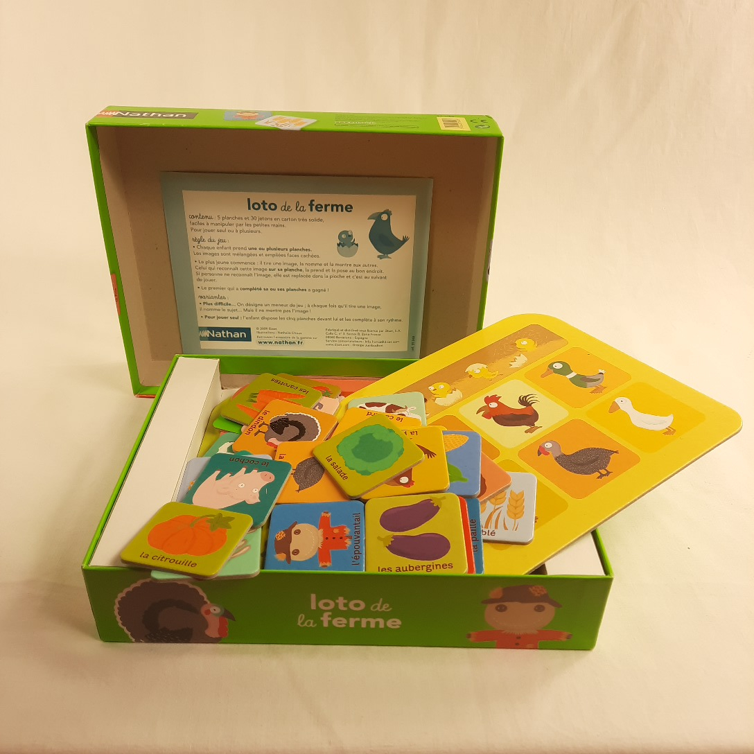 Voir photo 3 de JEU éducatif "Loto de la ferme" à partir 2 ans ; de la marque Nathan. JEU éducatif "Loto de la ferme" à partir 2 ans ; de la marque Nathan. Très bon état reconditionné photo 3