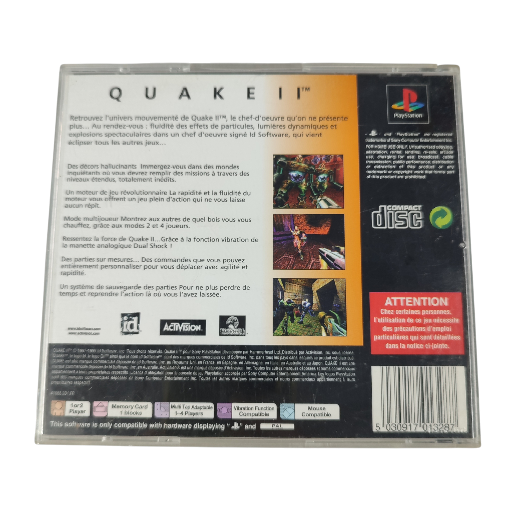 Voir photo 2 de Jeu PlayStation 1 - Quake 2 (complet) Jeu PlayStation 1 - Quake 2 (complet) État correct reconditionné photo 2