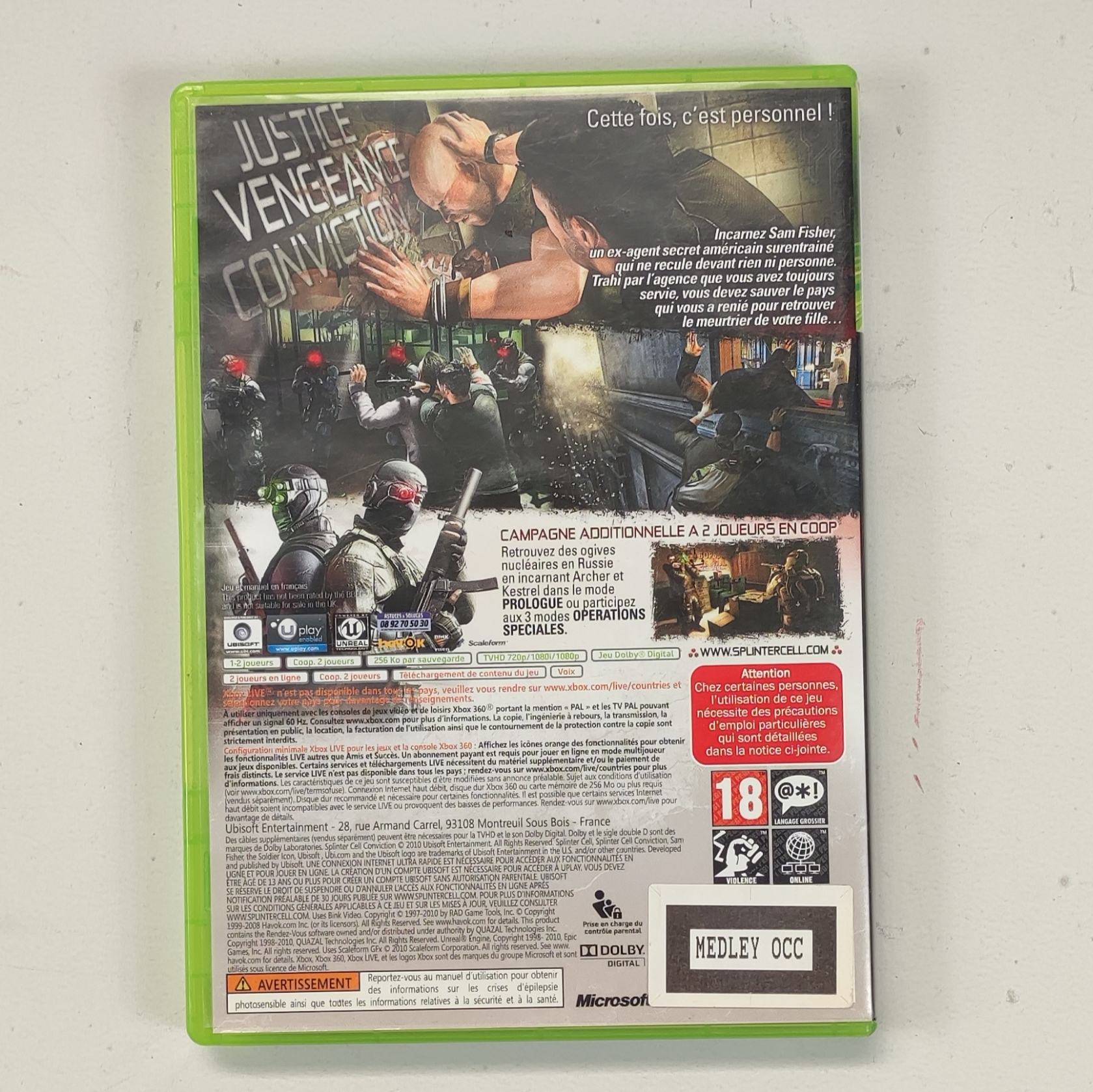 Voir photo 2 de Jeux XBOX360 Splinter Cell Conviction Jeux XBOX360 Splinter Cell Conviction Très bon état reconditionné photo 2