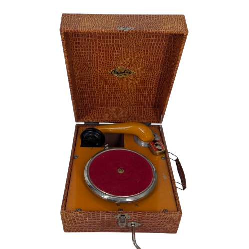 Voir photo 2 de Jouet ancien Gramophone pour enfant dans sa boîte de transport Jouet ancien Gramophone pour enfant dans sa boîte de transport Très bon état reconditionné photo 2