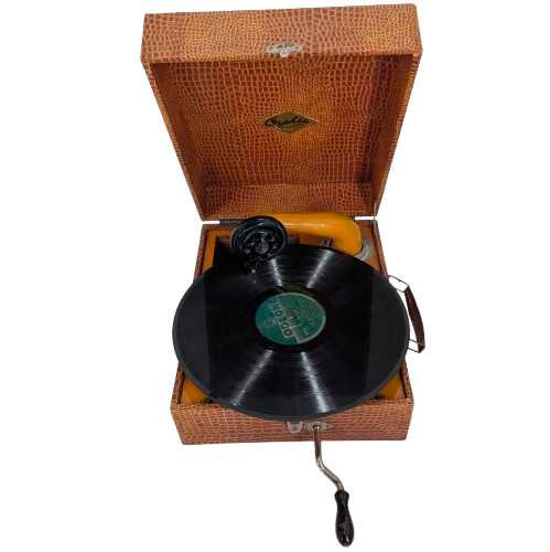 Voir photo 4 de Jouet ancien Gramophone pour enfant dans sa boîte de transport Jouet ancien Gramophone pour enfant dans sa boîte de transport Très bon état reconditionné photo 4
