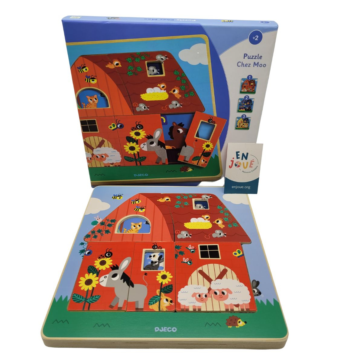 Voir photo 5 de Jouet en bois - Puzzle 3 niveaux Chez Moo - Djeco - À partir de 2 ans. Jouet en bois - Puzzle 3 niveaux Chez Moo - Djeco - À partir de 2 ans. Bon état reconditionné photo 5