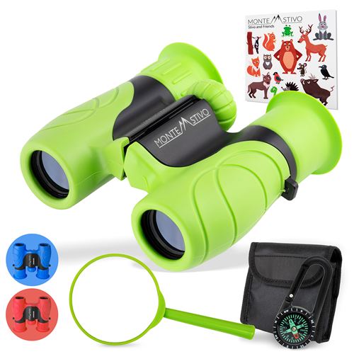 Jumelles pour enfants - Norsjo Montestivo - Kit de jumelles - Grossissement 8x - Kit d'exploration - Avec boussole et sac à dos - Plastique alimentaire - Vert État correct - 13,99 € Jumelles pour enfants - Norsjo Montestivo - Kit de jumelles - Grossissement 8x - Kit d'exploration - Avec boussole et sac à dos - Plastique alimentaire - Vert État correct N/A reconditionné disponible sur Fnac