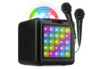 KAR15B Enceinte Karaoké Enfant Bluetooth sur Batterie avec 2 Micros - Noir, Boule Disco & Façade LED Très bon état N/A reconditionné disponible sur Darty