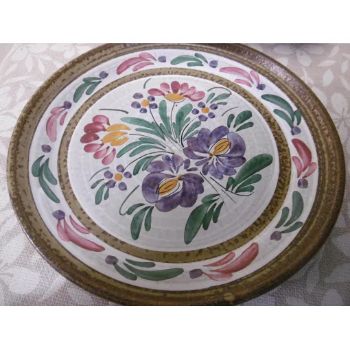 Keraluc Quimper Très Belle Assiette Grés Motif Floral Bleu Bon état reconditionné disponible sur Rakuten