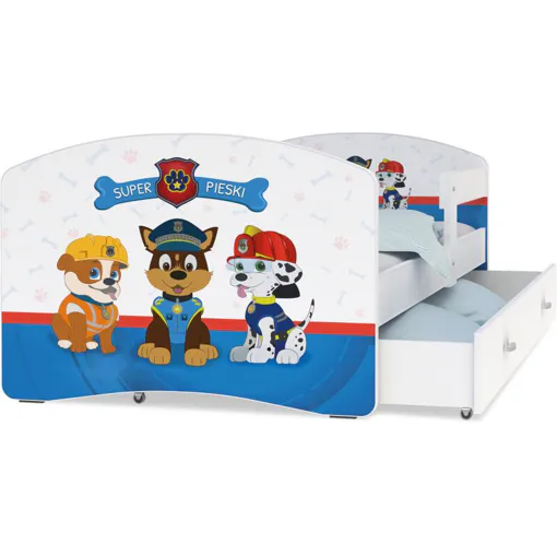 Kids Literie - Lit Enfant Happy 80x160 Pat Patrouille Blanc Livré Avec Sommiers, Tiroir Et Matelas En Mousse De 7cm occasion reconditionné disponible sur Rakuten