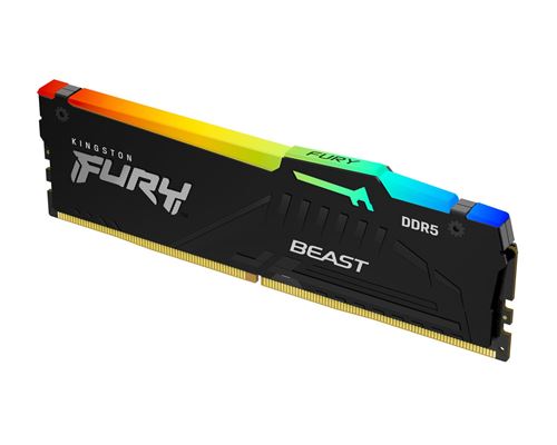 Kingston FURY Beast RGB - DDR5 - module - 16 Go - DIMM 288 broches - 6000 MHz / PC5-48000 - CL30 - 1.4 V - mémoire sans tampon - on-die ECC - noir État correct N/A reconditionné disponible sur Fnac