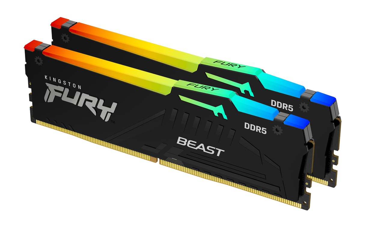 Kingston Technology FURY Beast 16GB : 2 x 8 Go 6000MT/s DDR5 CL30 DIMM (Kits de 2) RGB EXPO - Excellent état Parfait état Kingston reconditionné disponible sur Pixmania