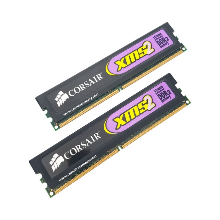 Kit 1Go RAM (2 barrettes mémoire 512Mo) DDR2 CORSAIR XMS2 DIMM PC2-6400 800MHz - Très bon état Très bon état Corsair reconditionné disponible sur Pixmania