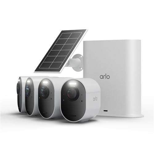 Kit de 4 caméras de surveillance connectées Arlo Ultra 3 extérieure Blanc + 1 panneau solaire Occasion Arlo reconditionné disponible sur Fnac | Dero