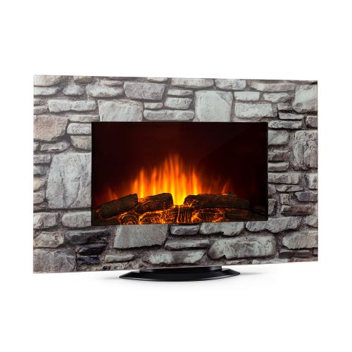 Klarstein Colmar Cheminée électrique 1000W / 2000W sur pied ou murale LED 7 couleurs verre Décor imitation pierre gris État correct Klarstein reconditionné disponible sur Fnac