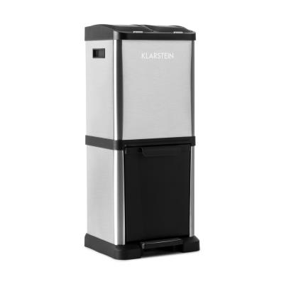 Klarstein Ecosystème² Poubelle tri sélectif pédale 45L (3x 15L) - coque inox argent État correct Klarstein reconditionné disponible sur Fnac